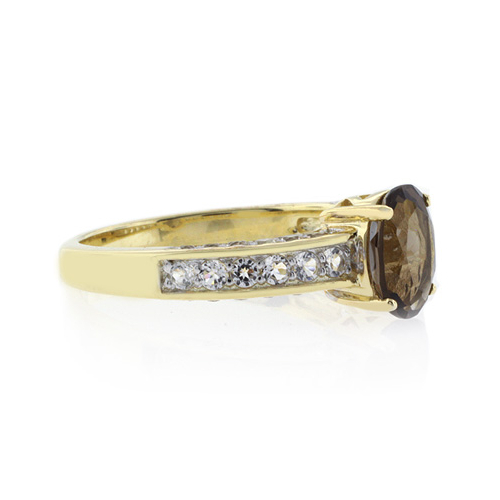 Solitaire Smoky Topaz Sterling Silver Ring