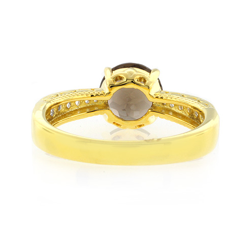 Smoky Topaz Round Cut Stone Sterling Silver Ring