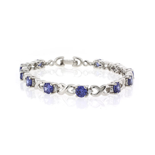 Round Cut Tanzanite Silver Bracelet