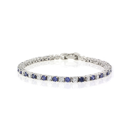 Tanzanite Simulated Diamonds Sterling Silver Tennis Bracelet