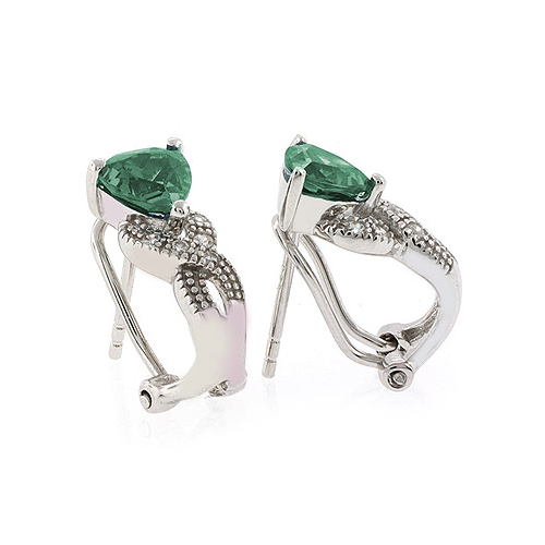 Alexandrite Omega Back Silver Earrings Blue to Green