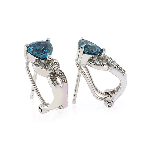 Alexandrite Omega Back Silver Earrings Blue to Green