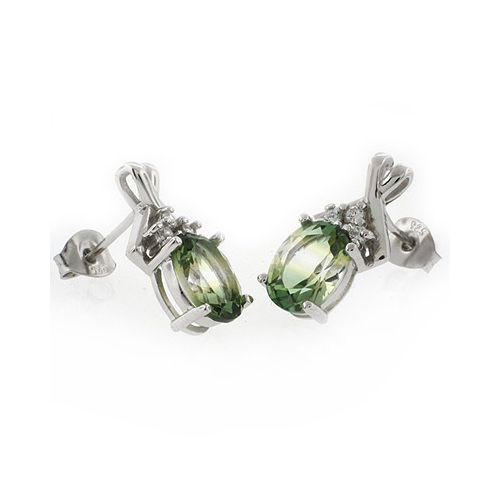 Watermelon Tourmaline Silver Earrings