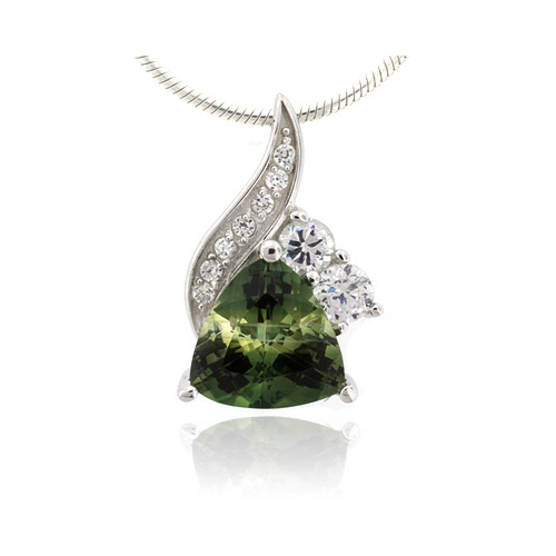 Trillion Cut Tourmaline Watermelon Silver Pendant