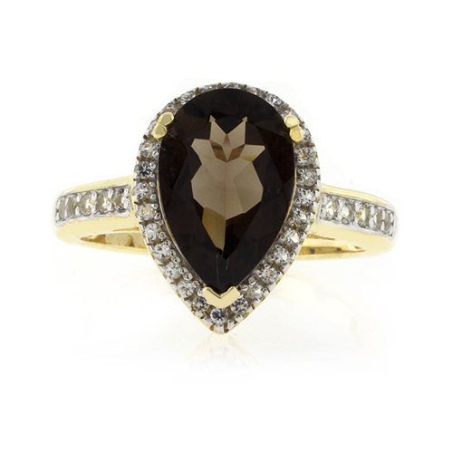 Pear Cut Smoky Topaz Sterling Silver Ring