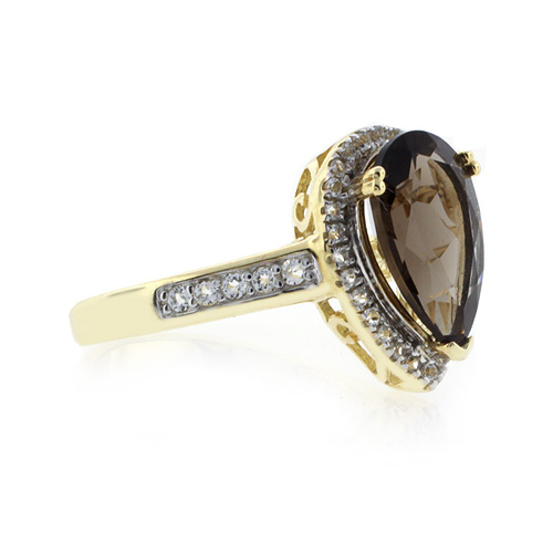 Pear Cut Smoky Topaz Sterling Silver Ring