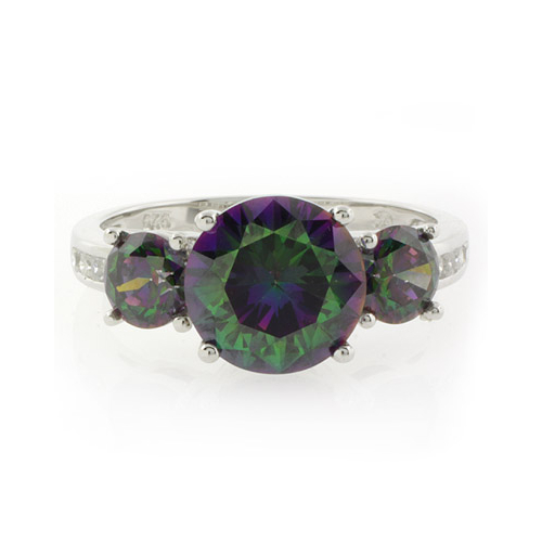 Sterling Silver 3 Stone Mystic Topaz Ring