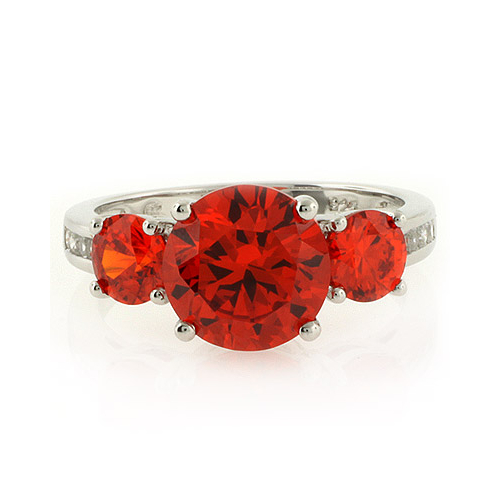 3 Round Cut Fire Cherry Opal Ring