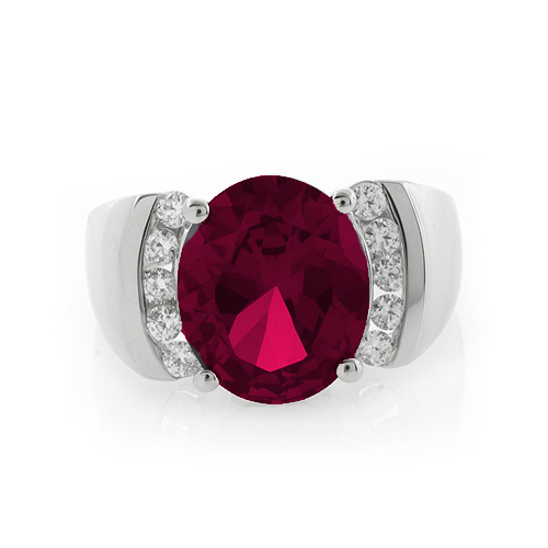 Oval Cut Red Ruby Sterling Silver Ring