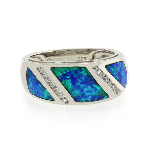 Blue Opal Sterling Silver Unisex Ring