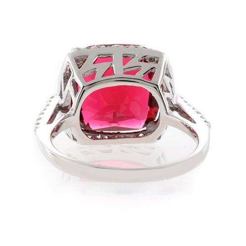 Sterling Silver Cushion Cut Pink Garnet Ring