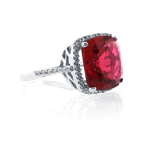 Sterling Silver Cushion Cut Pink Garnet Ring