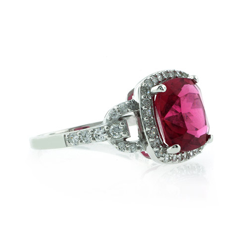 Cushion Cut Tourmaline Sterling Silver Ring