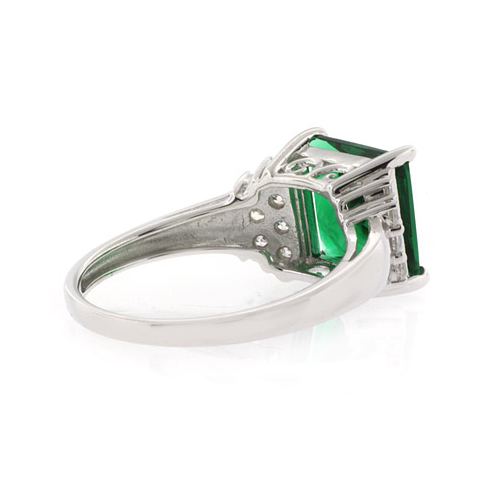 Big Emerald Princess Silver Ring