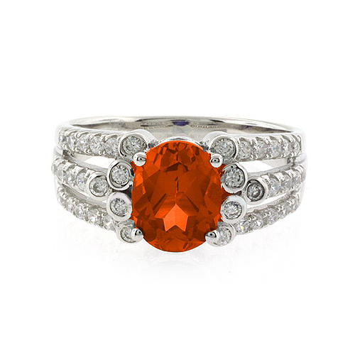 Beautiful Oval Cut Mexican Fire Opal Unisex Silver Ring