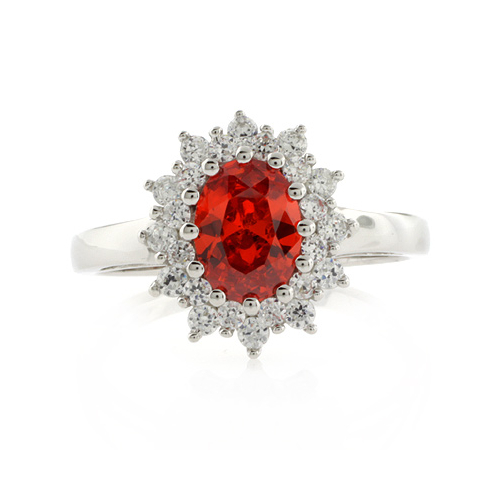 Beautiful Oval Cut Fire Cherry Opal Silver Ring