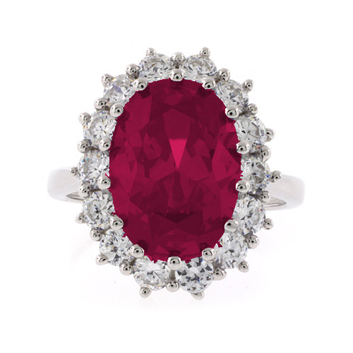 Red Ruby Princess Kate Style Silver Ring
