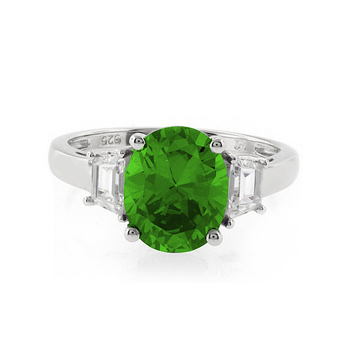 Peridot Sterling Silver Oval Cut Gemstone Ring