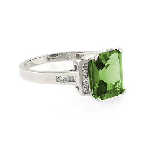 Emerald Cut Peridot Silver Ring