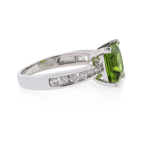 Peridot Engagement Sterling Silver Ring