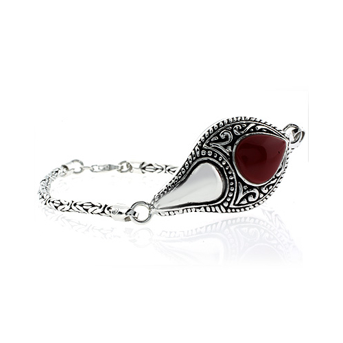 Vintage Red Coral Sterling Silver Bracelet