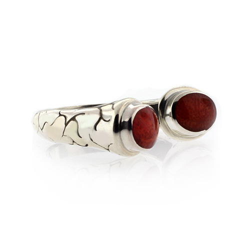 Vintage Red Coral Sterling Silver Ring