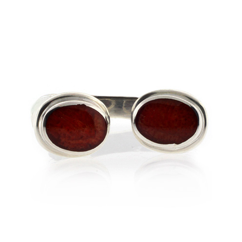Vintage Red Coral Sterling Silver Ring