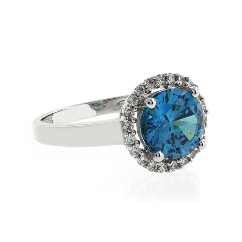 Solitaire With Accents Blue Topaz Silver Ring