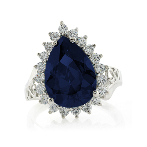 Sterling Silver Sapphire Pear Cut Ring