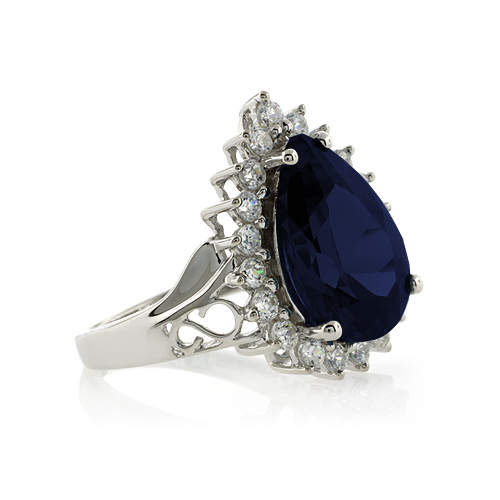 Sterling Silver Sapphire Pear Cut Ring