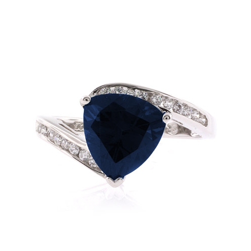 Gorgeous Trillion Cut Sapphire Silver Ring