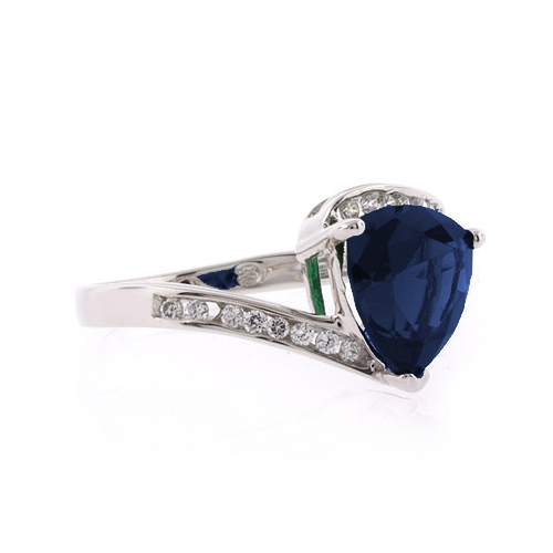 Gorgeous Trillion Cut Sapphire Silver Ring