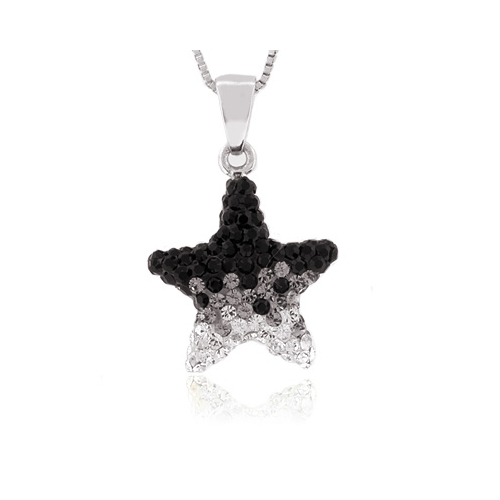 Star Black and White Swarovski Silver Pendant
