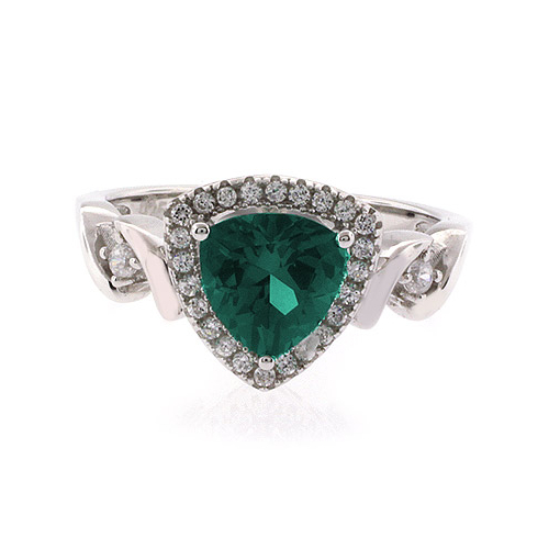 Alexandrite Stone Silver Ring Trillion Cut Color Changing Stone