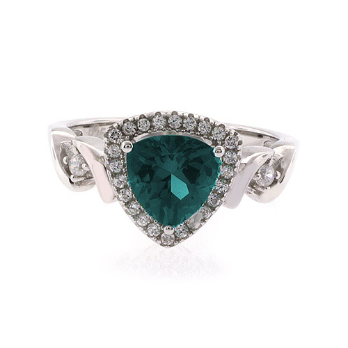 Alexandrite Stone Silver Ring Trillion Cut Color Changing Stone