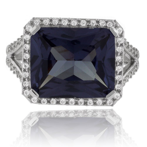 Emerald Cut Color Change Alexandrite Silver 925 Ring