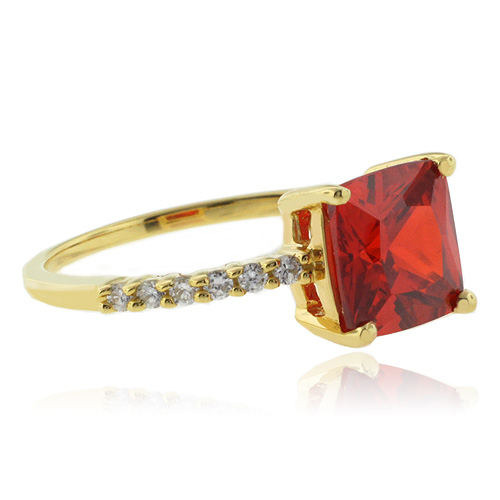 Mexican Fire Opal Promise Silver Gold Plated Ring