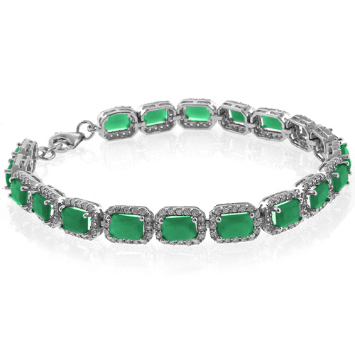 Emerald Cut Emerald Silver Bracelet