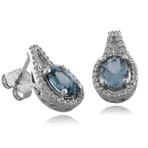 Oval Cut Aquamarine Fashion Silver Earrings