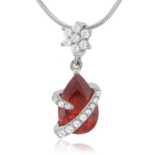Mexican Fire Opal Flower Silver Pendant