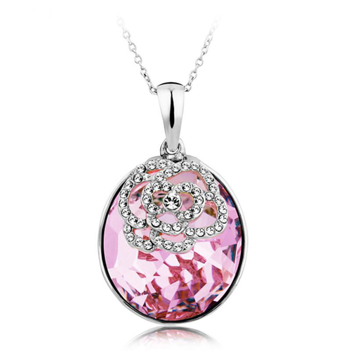 Lavender Swarovski Elements 18K White Gold Plated Necklace