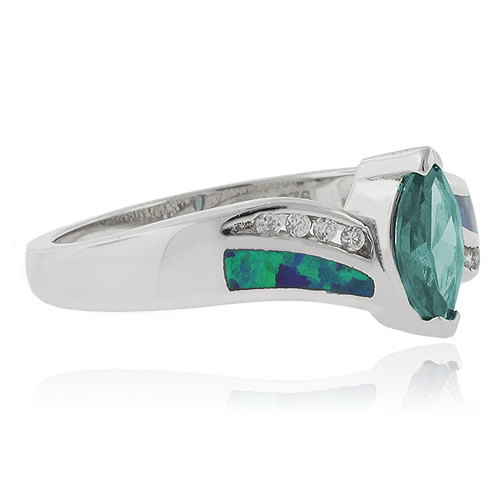 Marquise Cut Alexandrite Opal Silver Ring