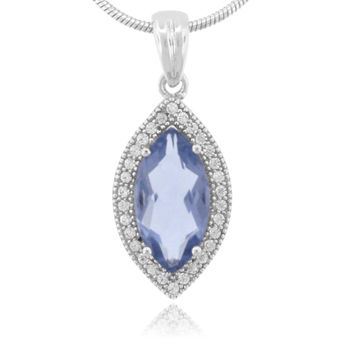 Marquise Cut Alexandrite Curundum Silver Pendant