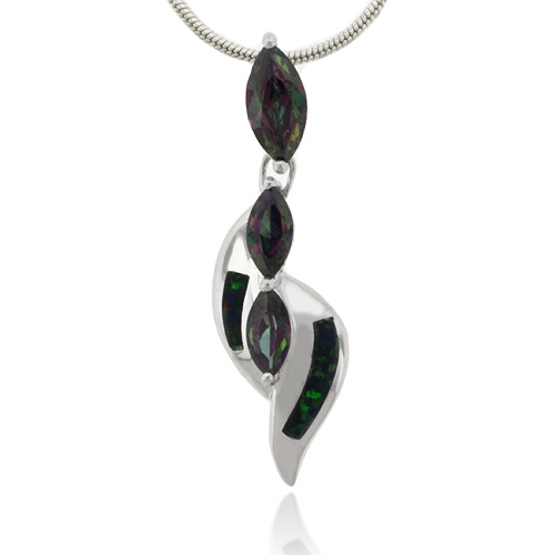 Opal and Mystic Topaz Sterling Silver Pendant