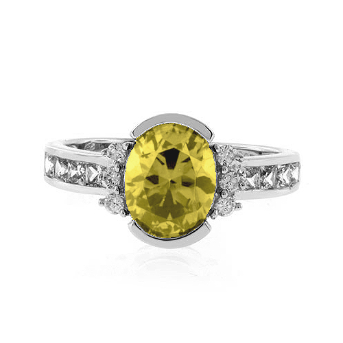 Oval Cut Yellow Citrine Silver Ring
