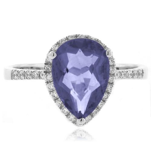 Pear Cut Corundum Alexandrite Silver Ring