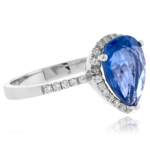 Pear Cut Corundum Alexandrite Silver Ring