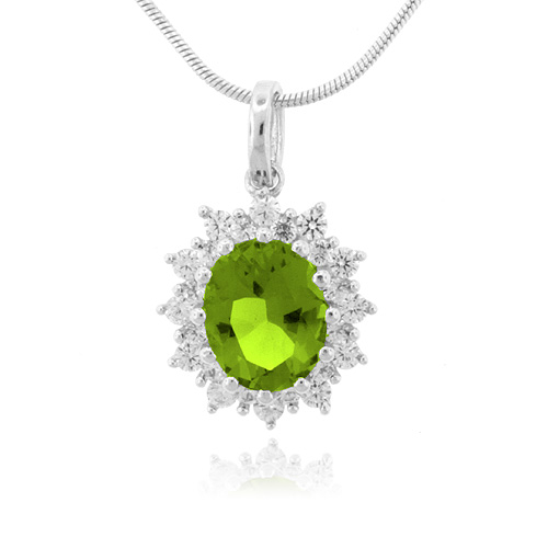Oval Cut Peridot Sterling Silver Pendant