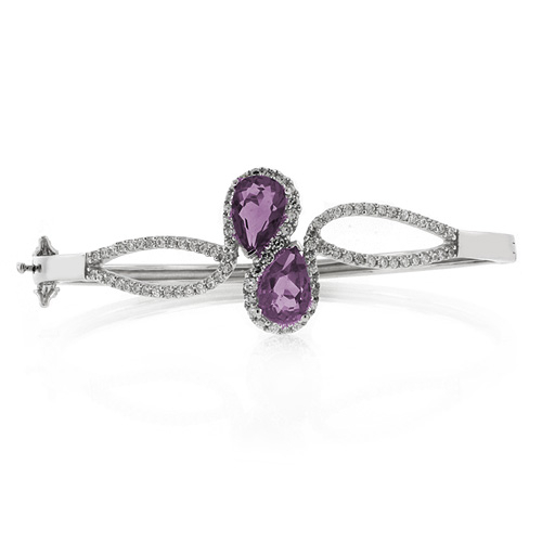 Pear Cut Alexandrite Silver Bangle