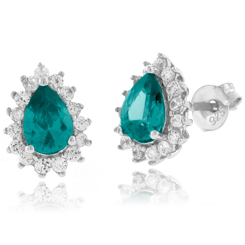 Pear Cut Framed Alexandrite Silver Earrings